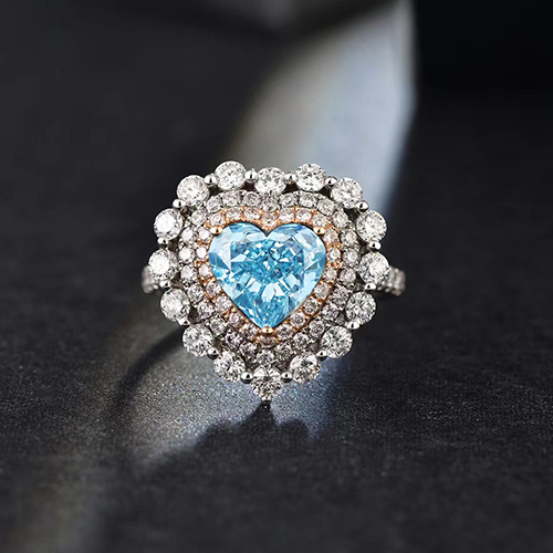 SLZB001L01 1.71ct Heart Blue Lab Grown Diamond in 18K White Gold Ring (3)