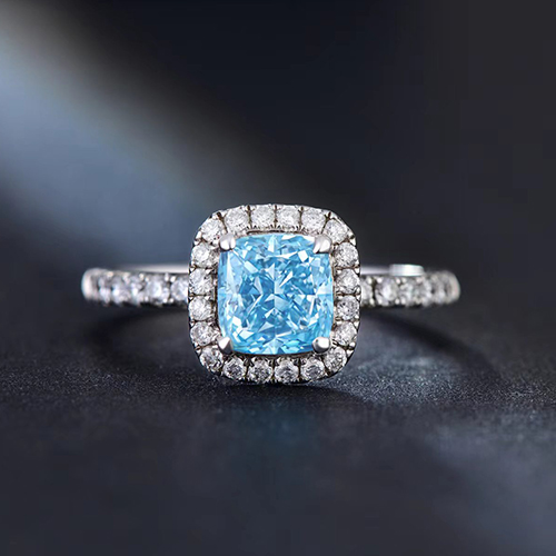 SLZB001L06 1.01ct Cushion Blue Lab Grown Diamond in 18K White Gold Ring (3)