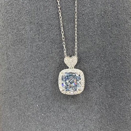 SLZZKCZ020 1.719ct Cushion Blue Lab Grown Diamond in 18K White Gold Necklace (3)