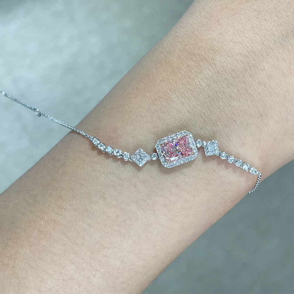 SLZZSL1F11 1.65ct Radiant Pink Lab Grown Diamond in 18K White Gold Bracelet (3)