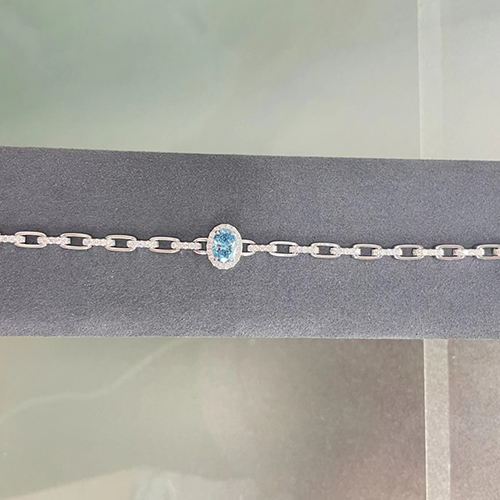 SLZZSL1F151.55ct Oval Blue Lab Grown Diamond in 18K White Gold Bracelet