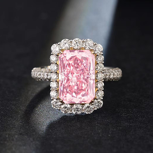 SLZS001F01 4.56ct Radiant Pink Lab Grown Diamond in 18K White Gold Rin