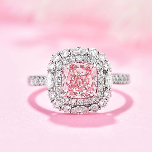 SLZS001F03 1.515ct Cushion Pink Lab Grown Diamond in 18K White Gold Ring