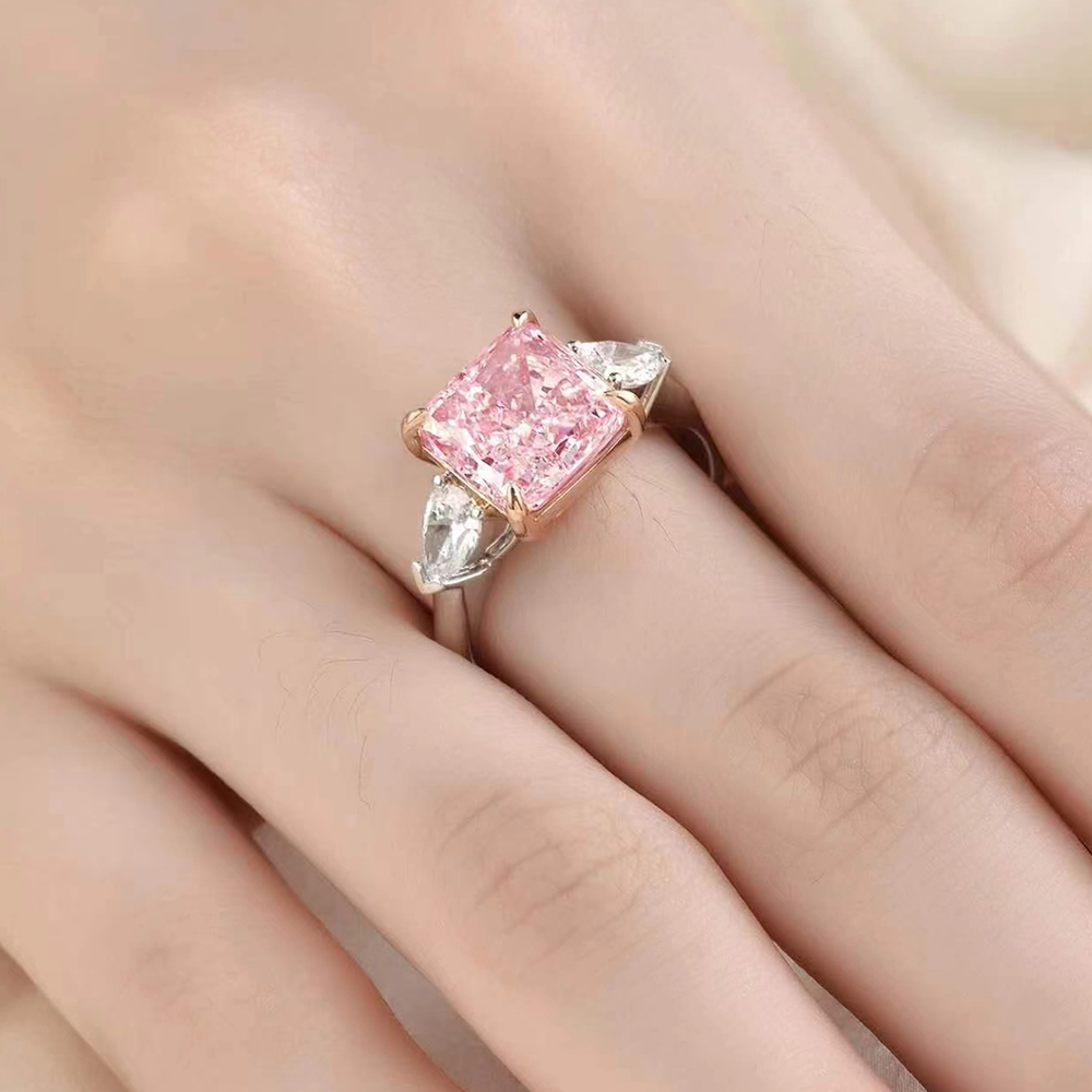 SLZS001F20 4.55ct Cushion Pink Lab Grown Diamond in 18K White Gold Ring