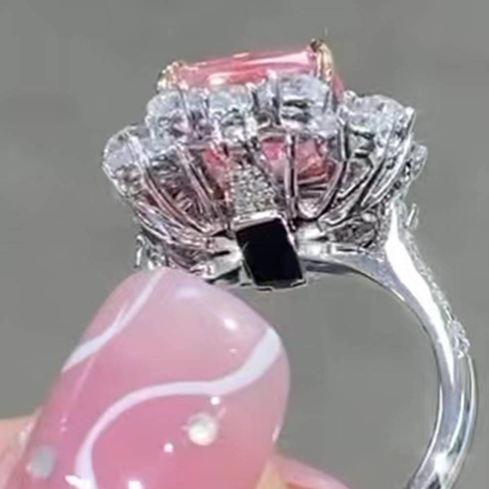 SLZS001F27 5.22ct Cushion Pink Lab Grown Diamond in 18K White Gold Ring