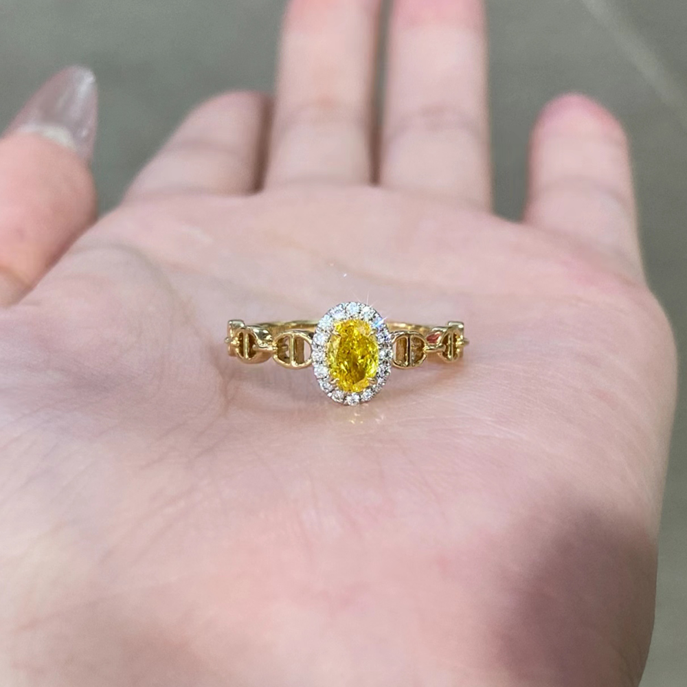 未标题-20.36ct Oval Yellow Lab Grown Diamond in 18K White Gold Ring