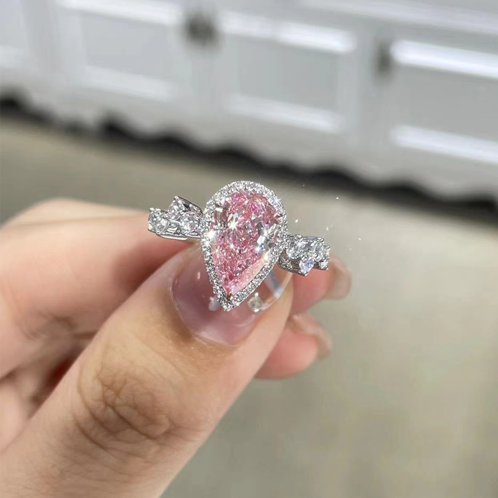 2.44ct Pear Pink Lab Grown Diamond in 18K White Gold Ring