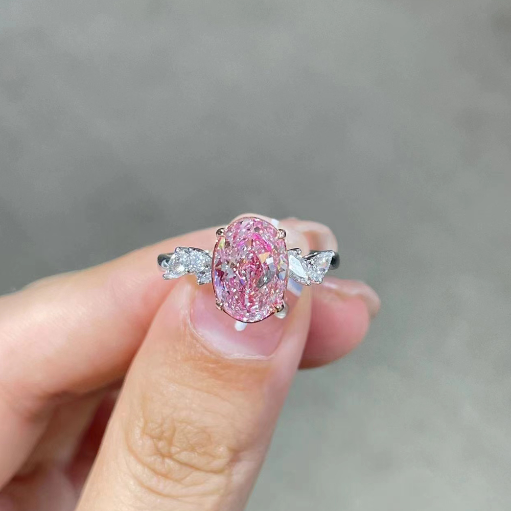 SLZS001F75 2.78ct Oval Pink Lab Grown Diamond in 18K White Gold Ring