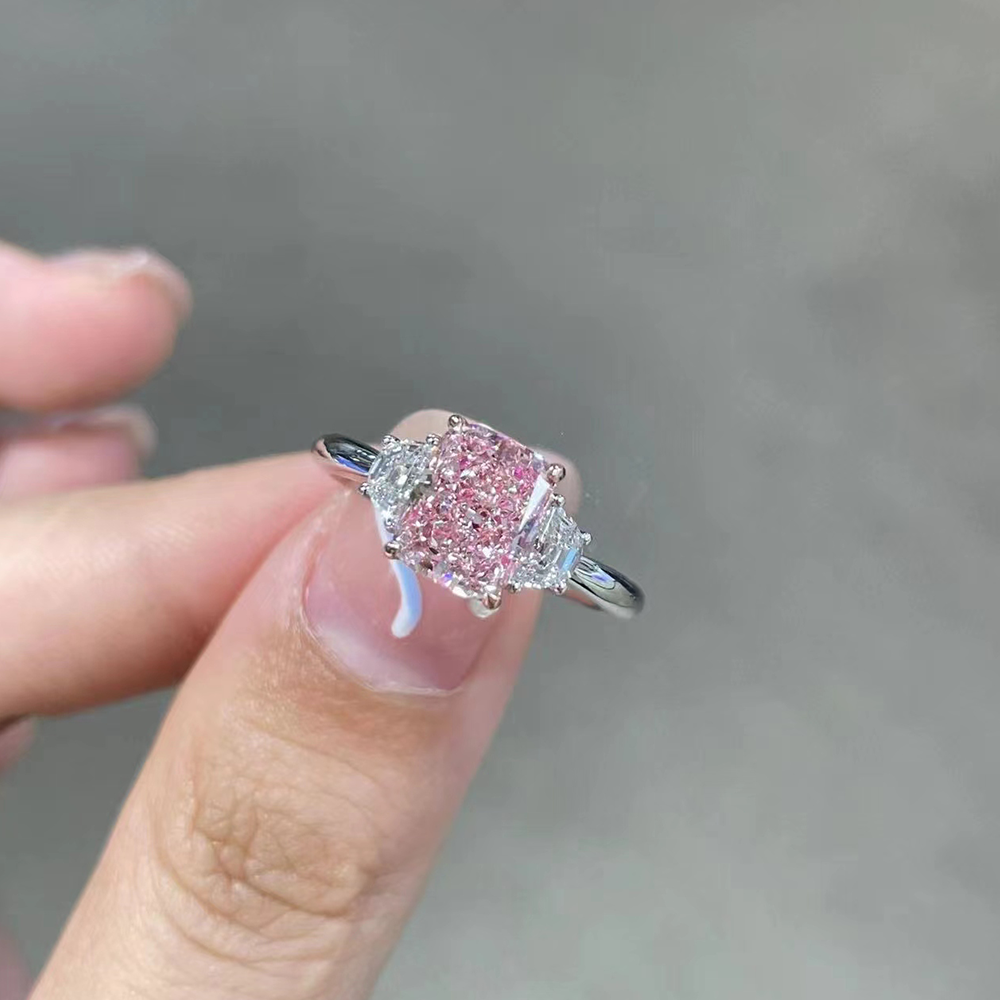 SLZS001F79 2.05ct Cushion Pink Lab Grown Diamond in 18K White Gold Ring