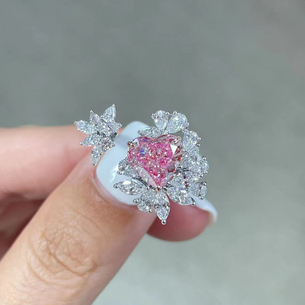 SLZS001F94 2.28ct Heart Pink Lab Grown Diamond in 18K White Gold Ring