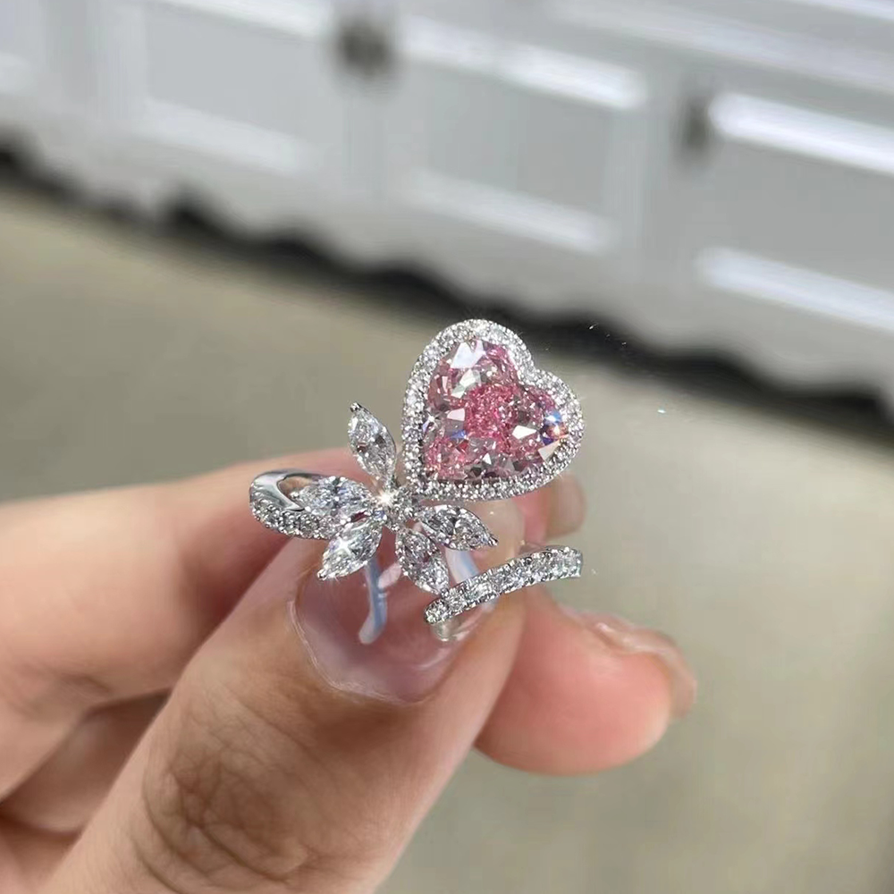 SLZS001F60 2.13ct Heart Pink Lab Grown Diamond in 18K White Gold Ring