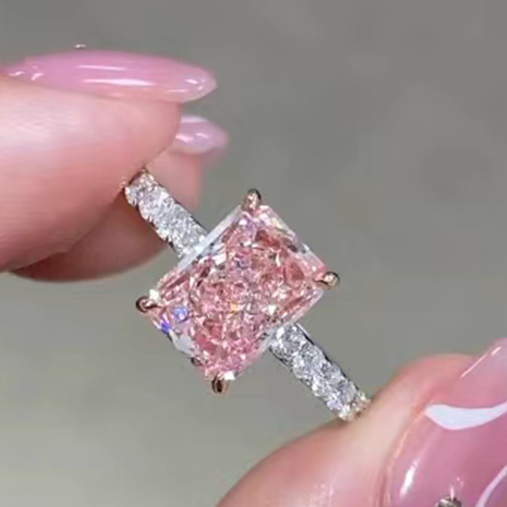 SLZS001F23 2.26ct Radiant Pink Lab Grown Diamond in 18K White Gold Ring