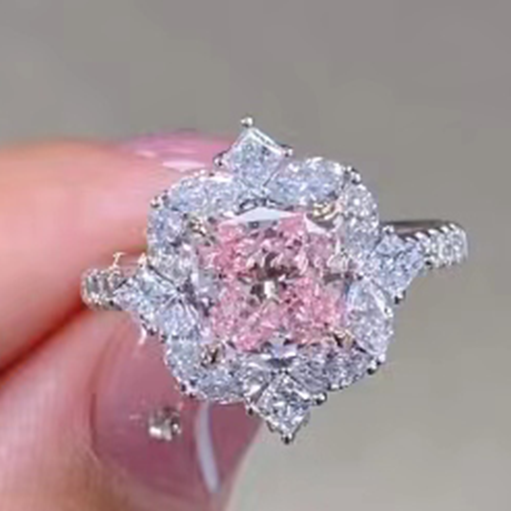 SLZZ001F02 1.81ct Cushion Pink Lab Grown Diamond in 18K White Gold Ring