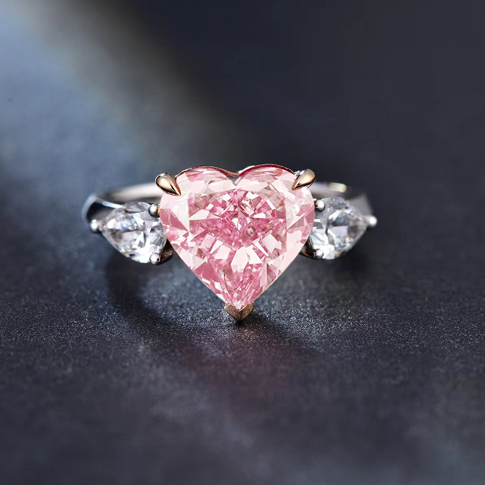 SLZS001F07 4.19ct Heart Pink Lab Grown Diamond in 18K White Gold Ring