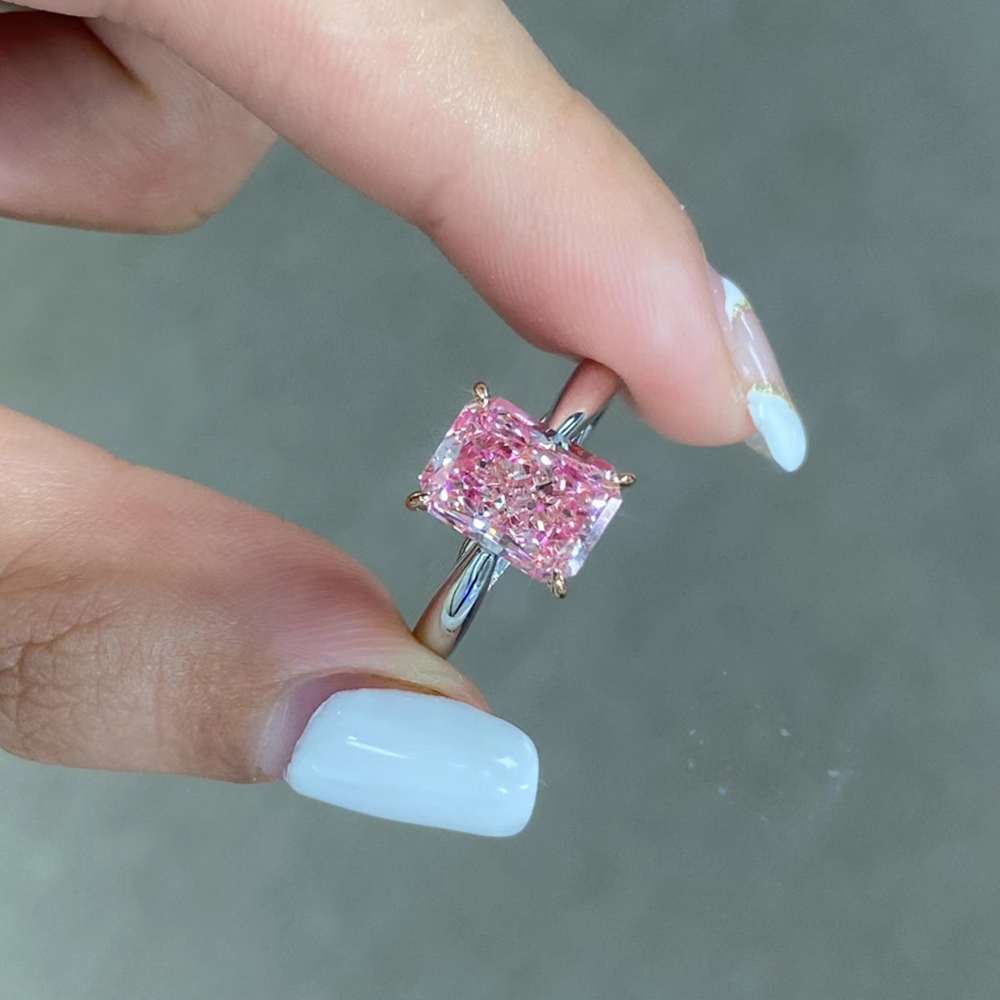 SLZZ001F101 2.72ct Radiant Pink Lab Grown Diamond in 18K White Gold Ring