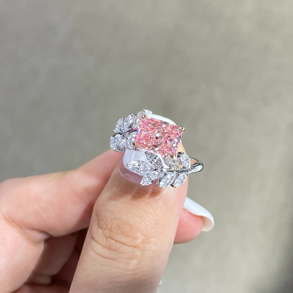 SLZZ001F57 2.32ct Radiant Pink Lab Grown Diamond in 18K White Gold Ring