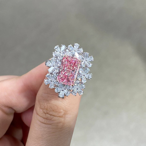 SLZZ001F63 3.06ct Radiant Pink Lab Grown Diamond in 18K White Gold Ring