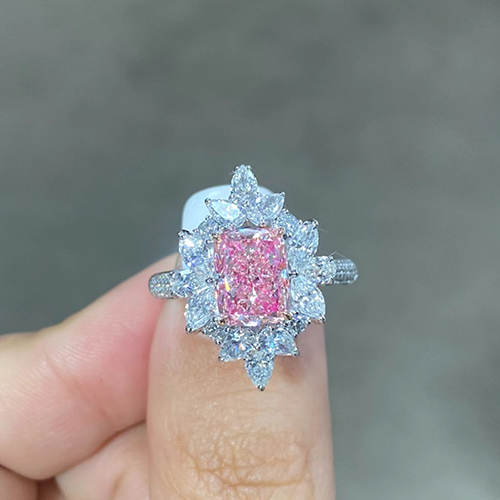 SLZZ001F84 2.21ct Cushion Pink Lab Grown Diamond in 18K White Gold Ring