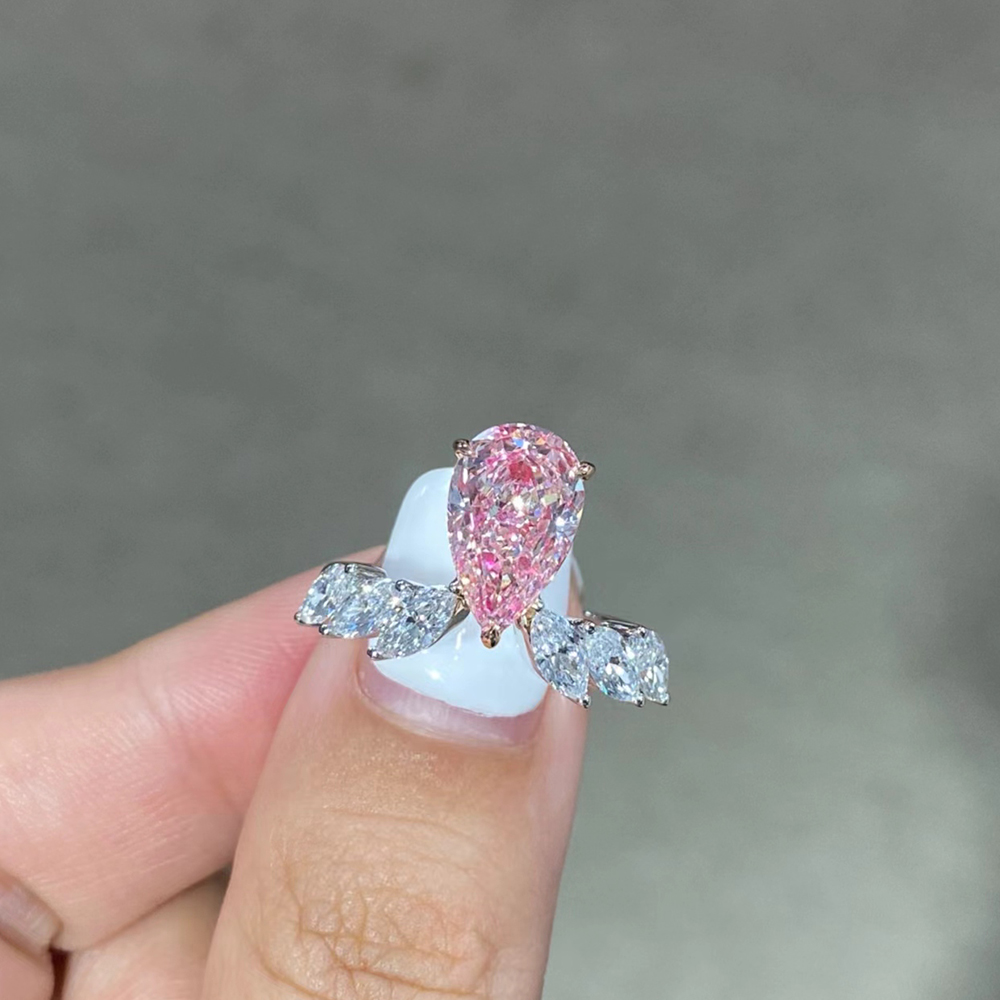 SLZZ001F85 2.41ct Pear Pink Lab Grown Diamond in 18K White Gold Ring