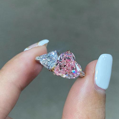 4.648ct Heart Pink Lab Grown Diamond in 18K White Gold Ring