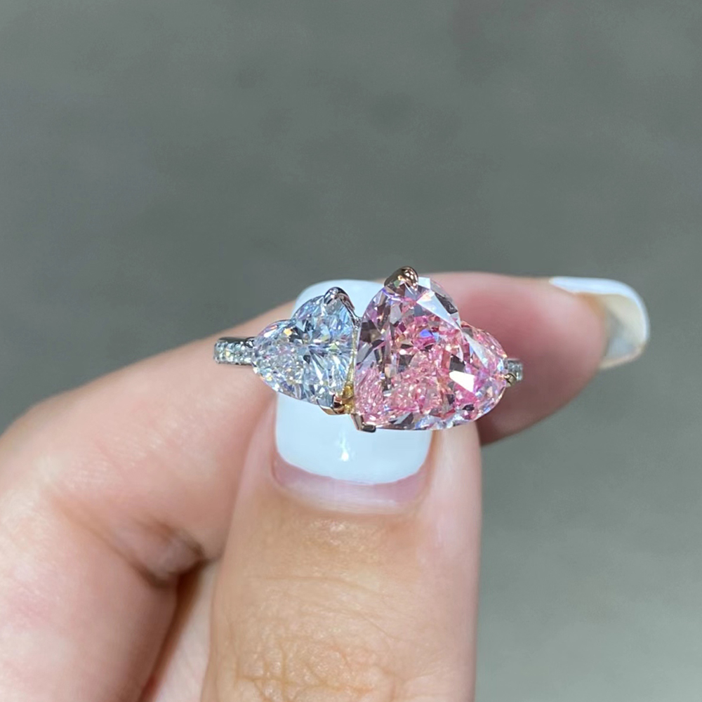 4.648ct Heart Pink Lab Grown Diamond in 18K White Gold Ring