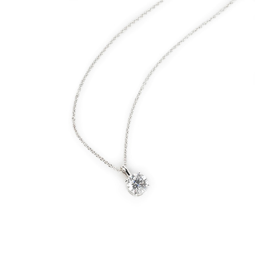 1.01ct Four Prong Sparkling O White Lab Grown Diamond in 18K White Gold Necklace