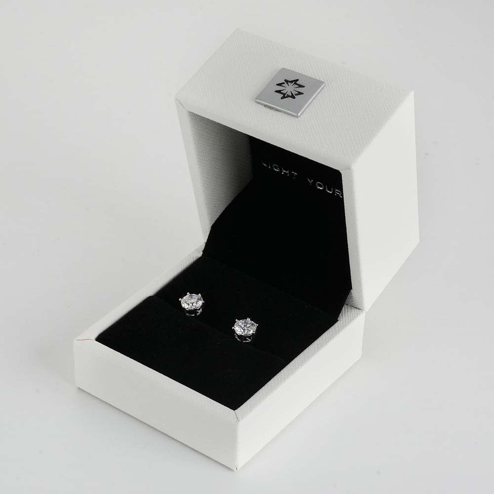 2.049ct Six Prong White Lab Grown Diamond in 18K White Gold Stud Earrings