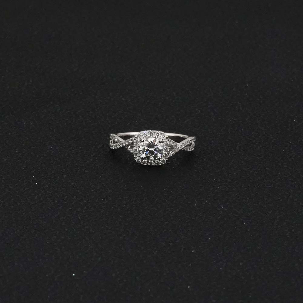 0.5ct+0.377ct Twisted Shank Sugar Cube White Lab Grown Diamond in 18K White Gold Ring