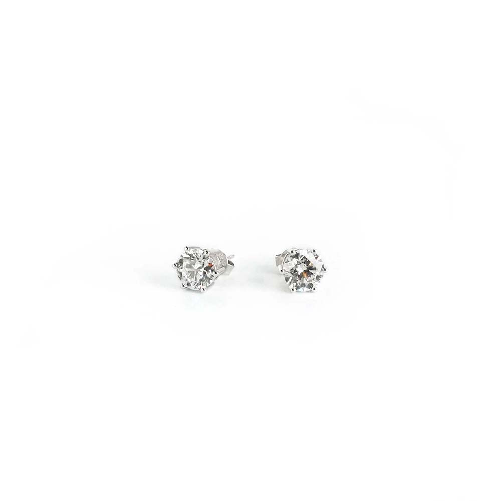 2.049ct Six Prong White Lab Grown Diamond in 18K White Gold Stud Earrings