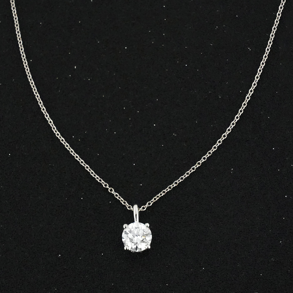 1.01ct Four Prong Sparkling O White Lab Grown Diamond in 18K White Gold Necklace