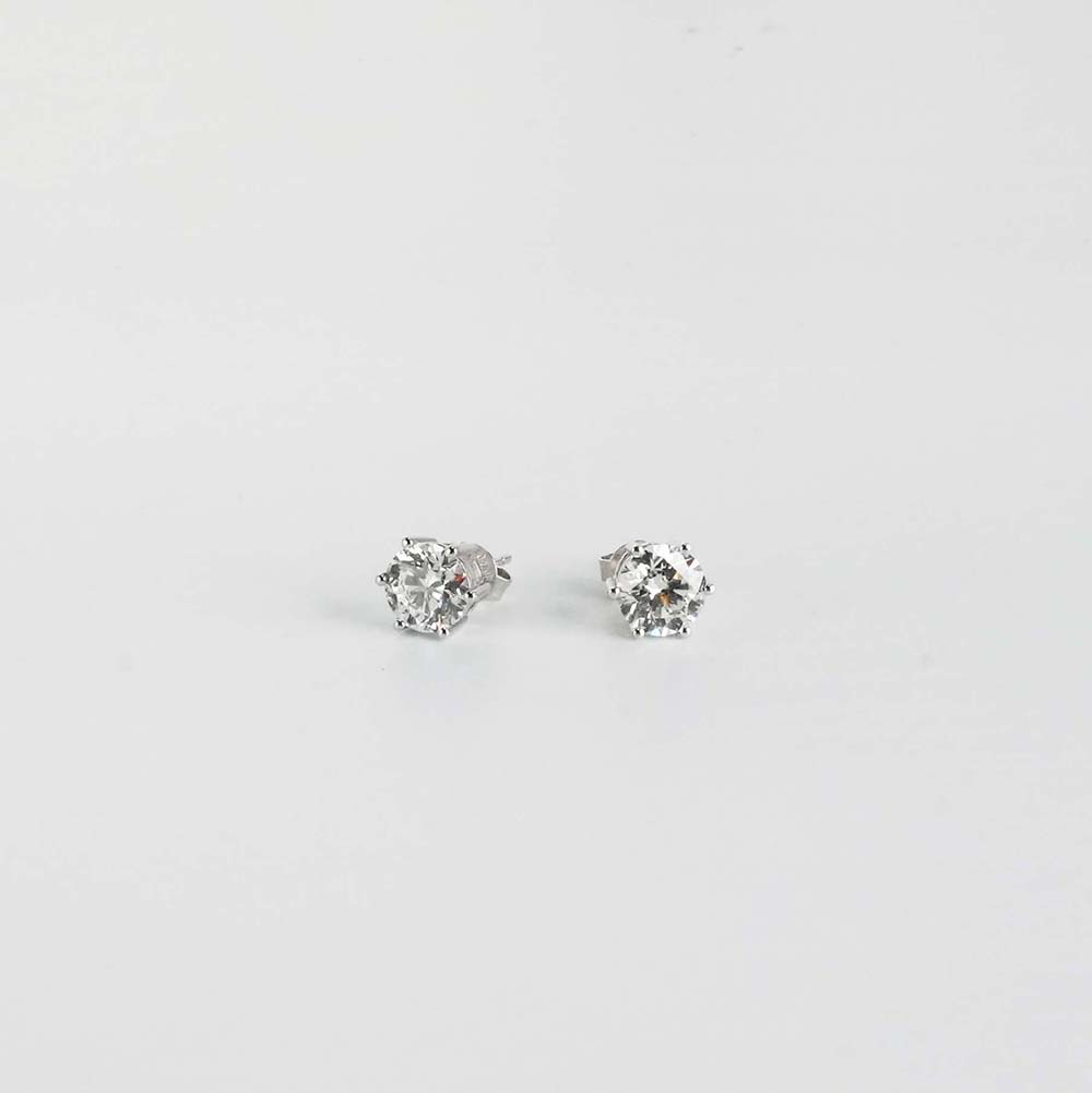 2.049ct Six Prong White Lab Grown Diamond in 18K White Gold Stud Earrings