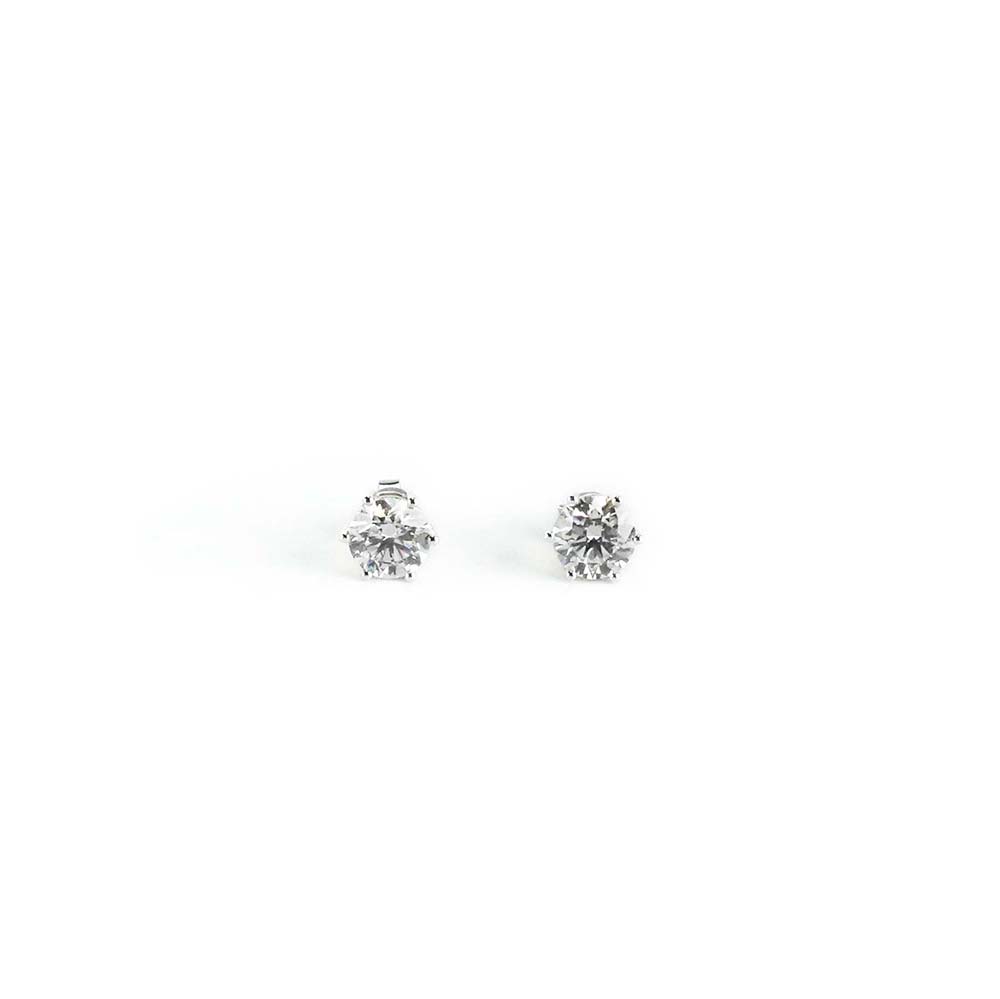 2.049ct Six Prong White Lab Grown Diamond in 18K White Gold Stud Earrings