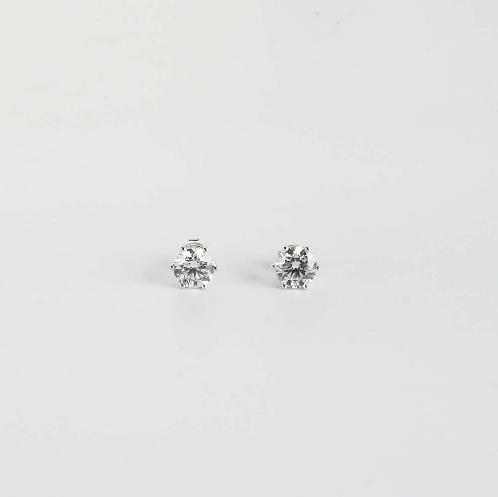 2.049ct Six Prong White Lab Grown Diamond in 18K White Gold Stud Earrings