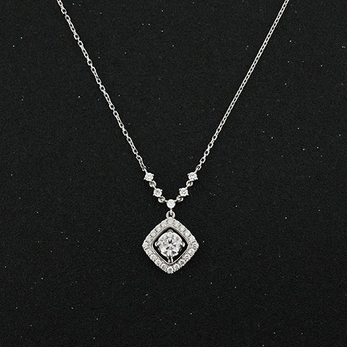 0.495ct+0.430ct Sugar Cube White Lab Grown Diamond in 18K White Gold Necklace