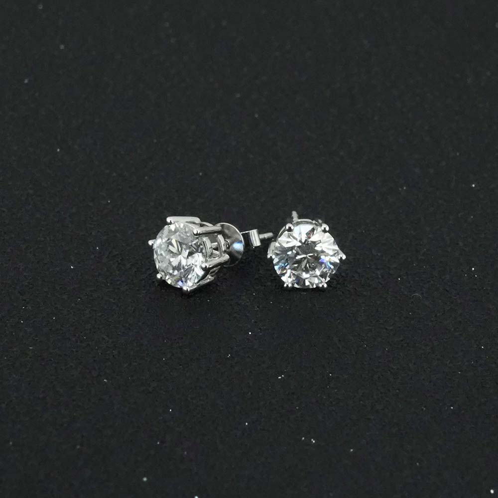 2.049ct Six Prong White Lab Grown Diamond in 18K White Gold Stud Earrings