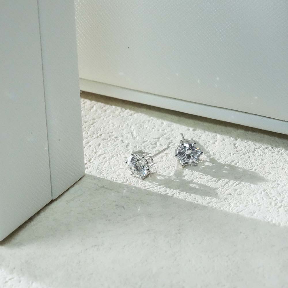 2.049ct Six Prong White Lab Grown Diamond in 18K White Gold Stud Earrings