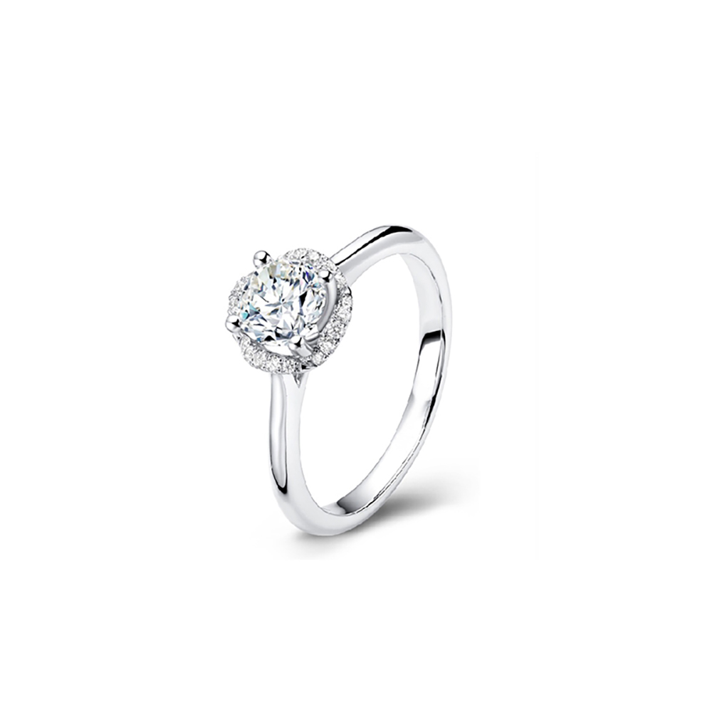 Skirt Hem White Lab Grown Diamond in 18K White Gold Ring