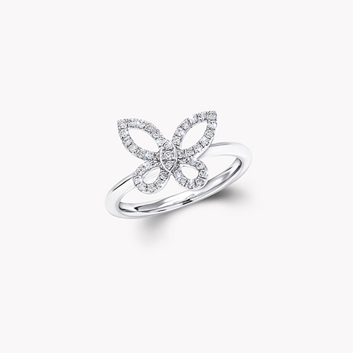 Butterfly White Lab Grown Diamond in 18K White Gold Ring