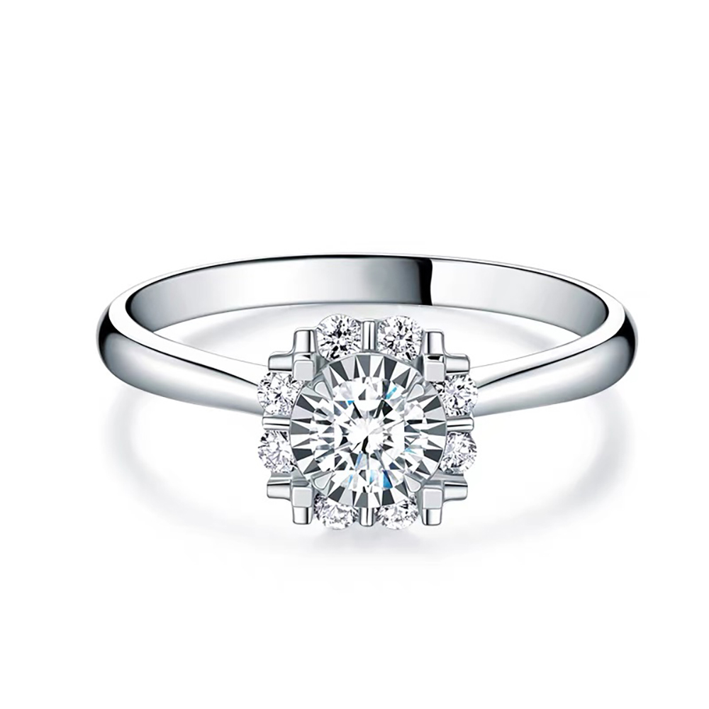 Starry Sky White Lab Grown Diamond in 18K White Gold Ring