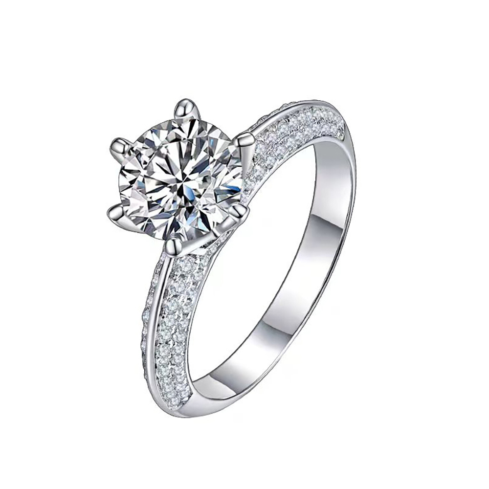 Half View White Lab Grown Diamond in 18K White Gold Ring