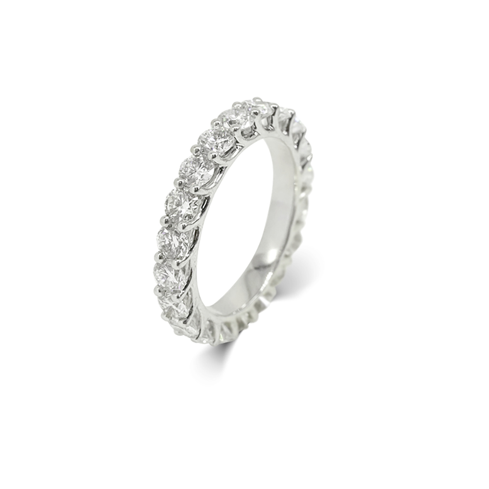 White Lab Grown Diamond in 18K White Gold Stacking Ring