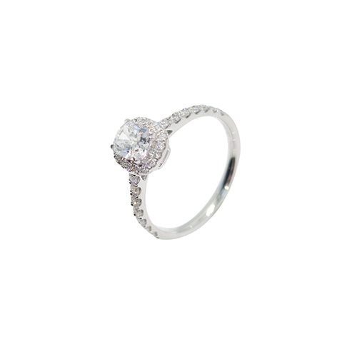 Princess Cut Halo White Lab Grown Diamond in 18K White Gold Ring