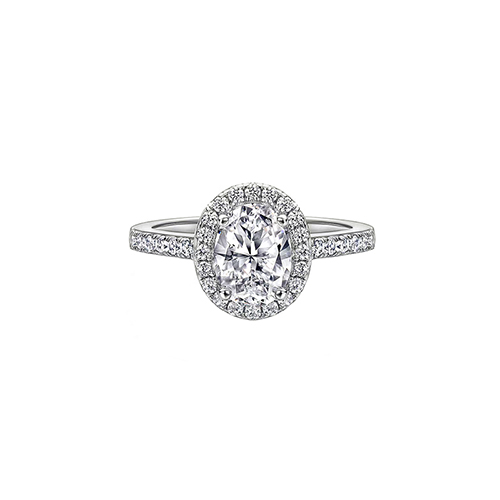 Oval Halo White Lab Grown Diamond in 18K White Gold Ring