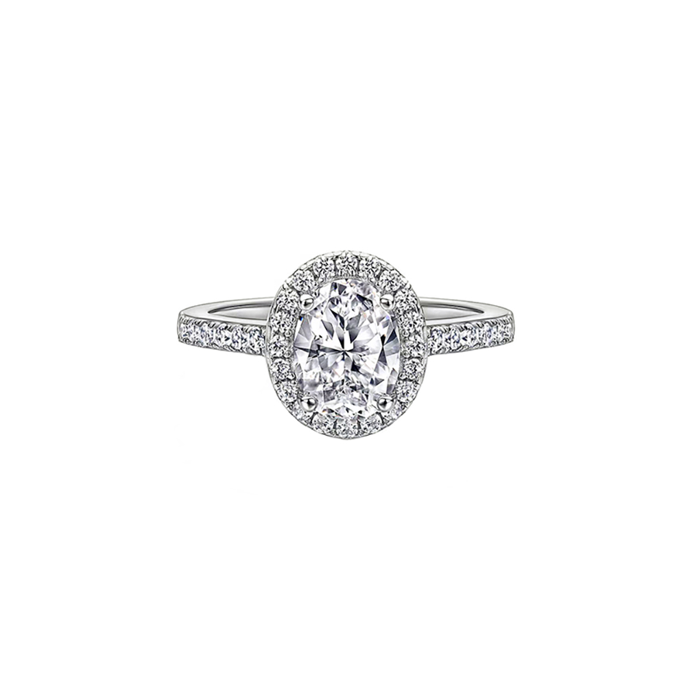 Oval Halo White Lab Grown Diamond in 18K White Gold Ring