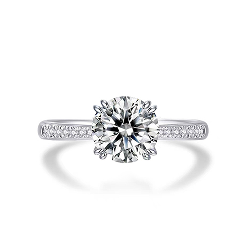 Brilliant Four Prong White Lab Grown Diamond in 18K White Gold Ring