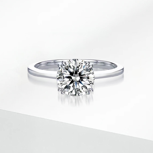 Hawk's Beak Four Prong White Lab Grown Diamond in 18K White Gold Ring