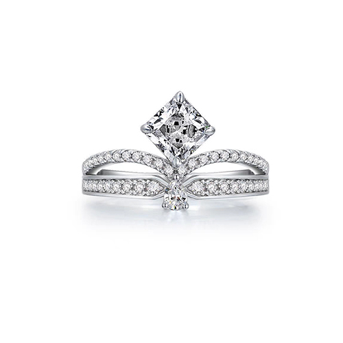 Floral White Lab Grown Diamond in 18K White Gold Ring