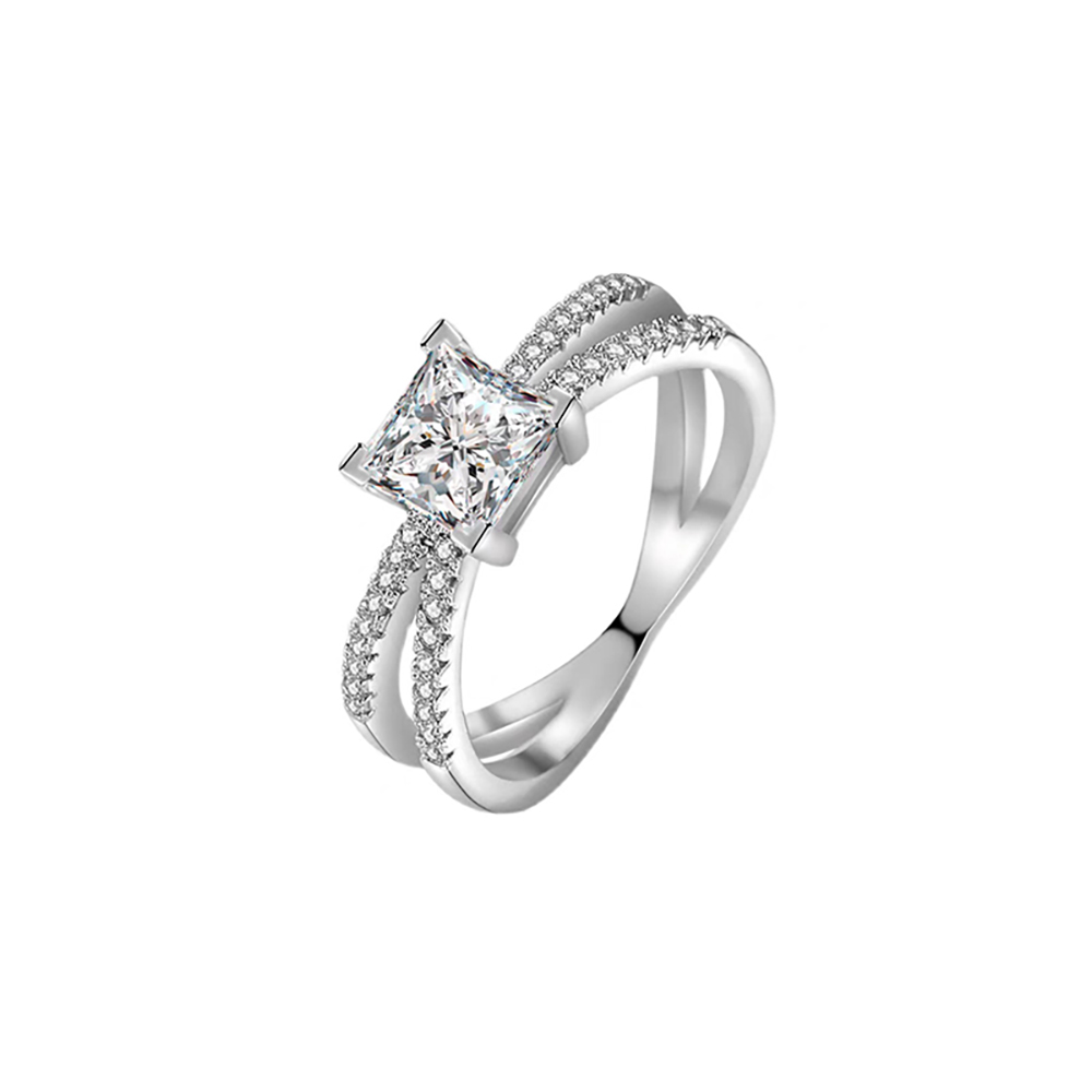 Princess White Lab Grown Diamond in 18K White Gold Ring