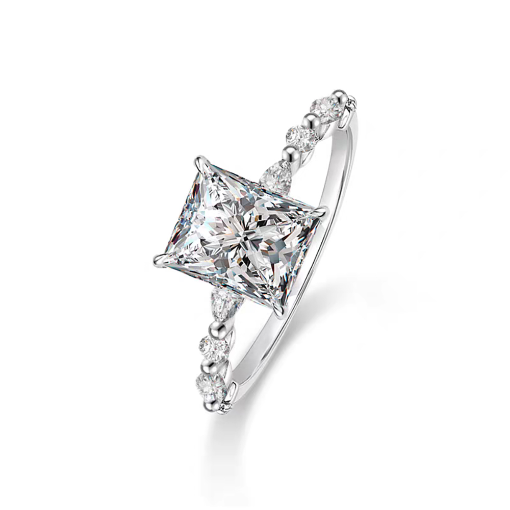 Radiant White Lab Grown Diamond in 18K White Gold Ring