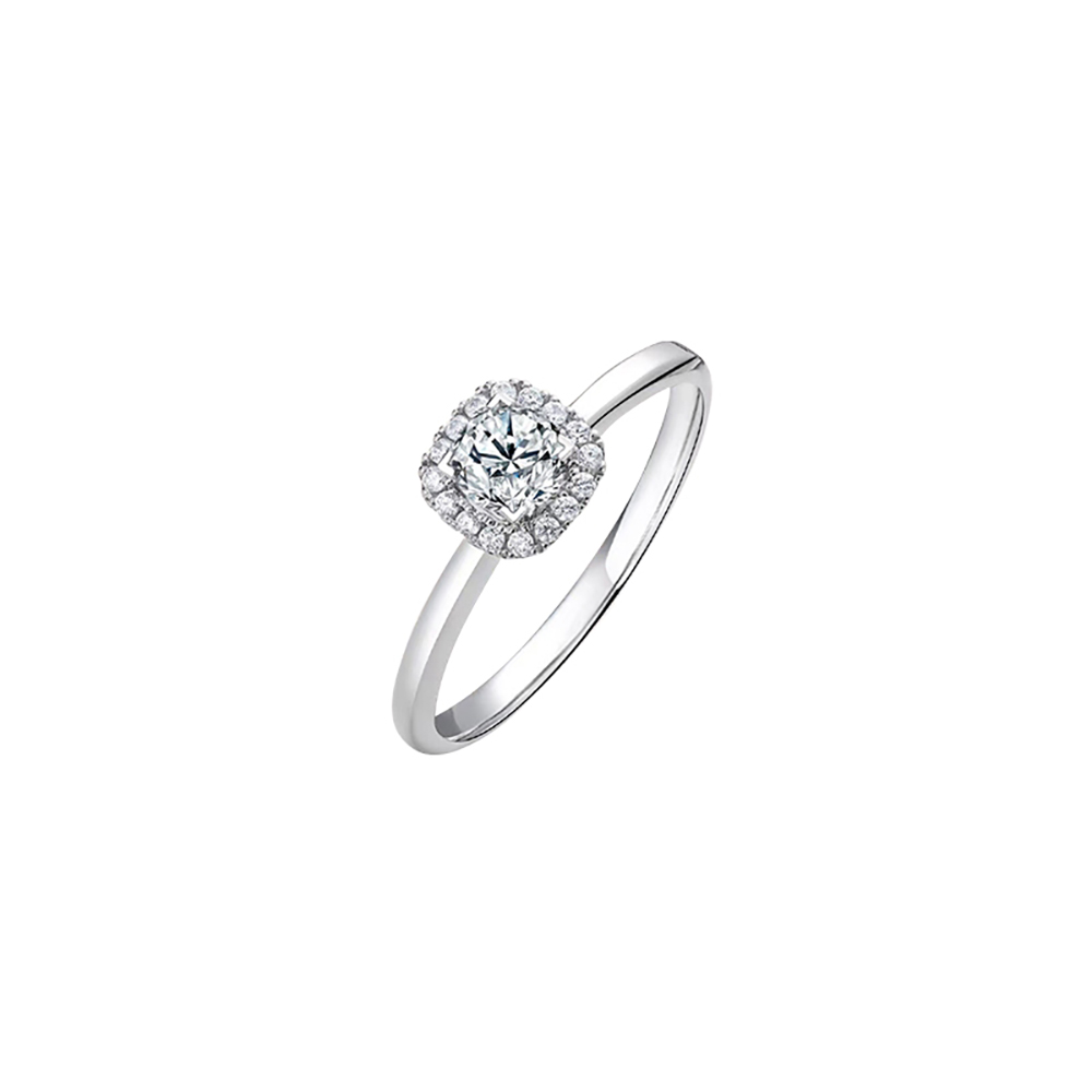 Cube Light Arm White Lab Grown Diamond in 18K White Gold Ring